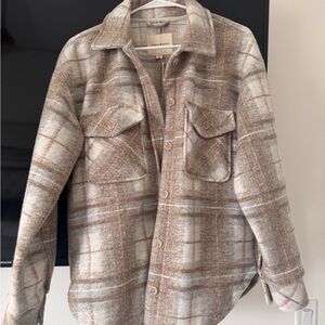 Thread & Supply Taupe Plaid Shacket